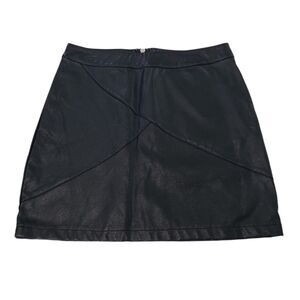 Guanyy Women's Black Faux Leather Mini Skirt, Size Medium